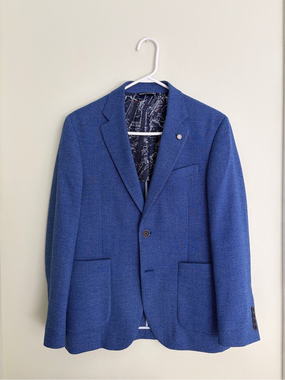 Men's Royal Blue Textured Blazer - Nautical 36